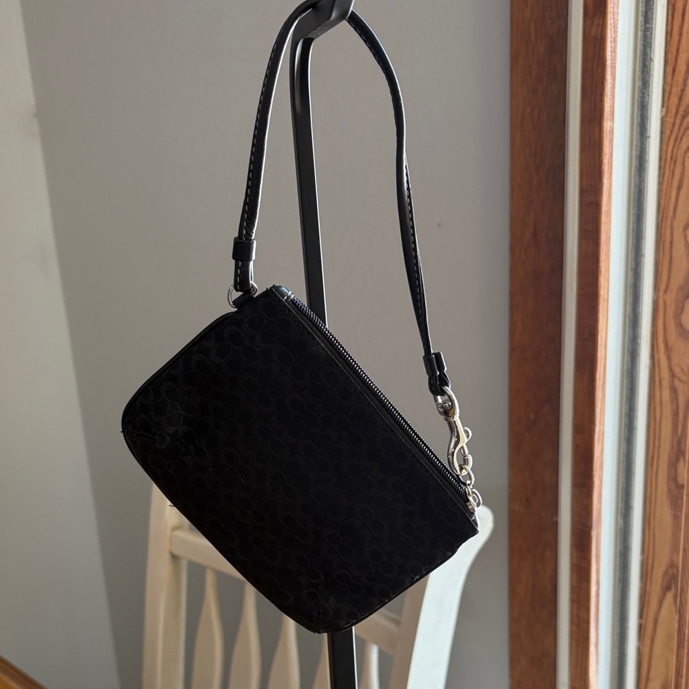 Coach black micro C wristlet